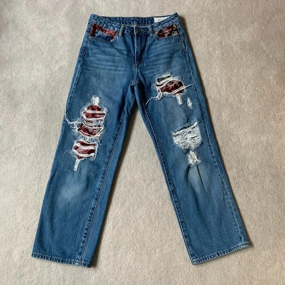 VINCE Camuto 9068304 Patch work Jeans Straight Leg, 25 - Picture 1 of 16